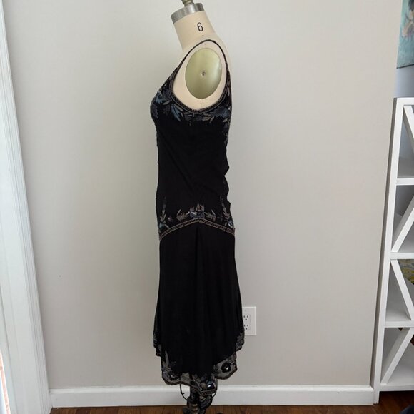 Stenay Y2K Black Silk Beaded Fairy Goth Dress Size 6 - Picture 4 of 11